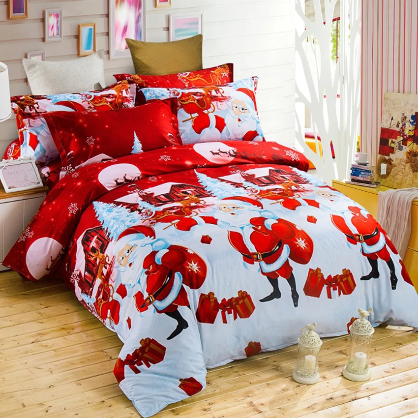Рождественский домашний текстиль хлопковый комплект постельного белья из