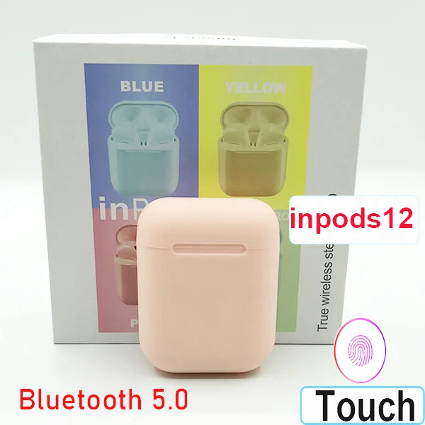 I18 inpods 12 i14 TWS Беспроводные Мини Bluetooth наушники i12 i9s tws стерео гарнитуры наушники для IOS Andorid смартфона - Цвет: inpods 12 pink