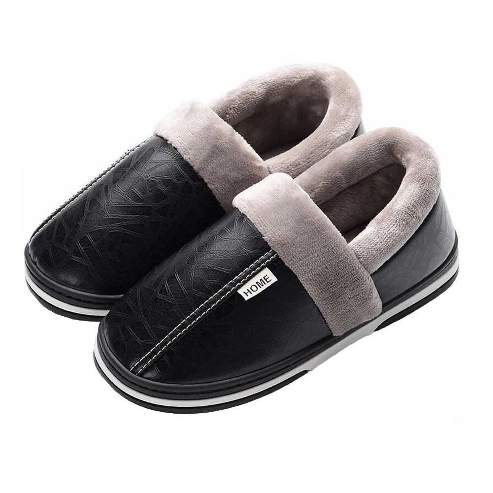 Зимняя домашняя обувь нескользящая женская для дома кожаные туфли большого