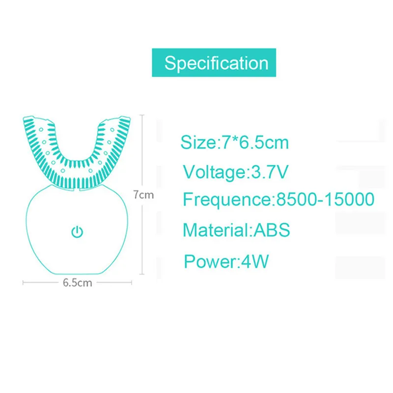 360 Degree Intelligent Automatic Sonic Toothbrush U Type Tooth Brush USB Charging Tooth Whitening Blue Light