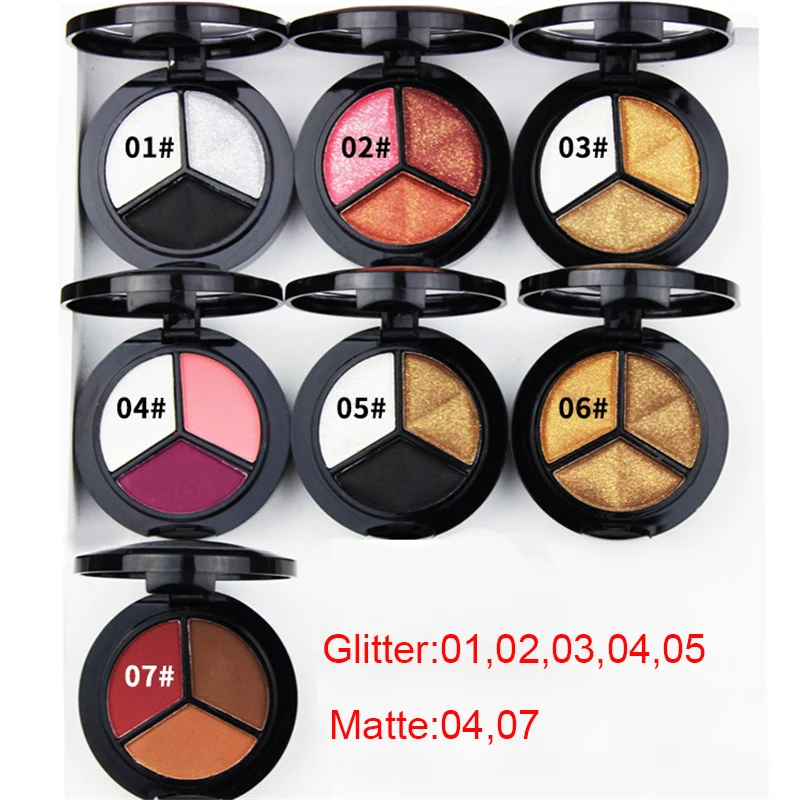 Макияж Палитра мерцающие тени для век 3 цвета дымчатый косметический набор