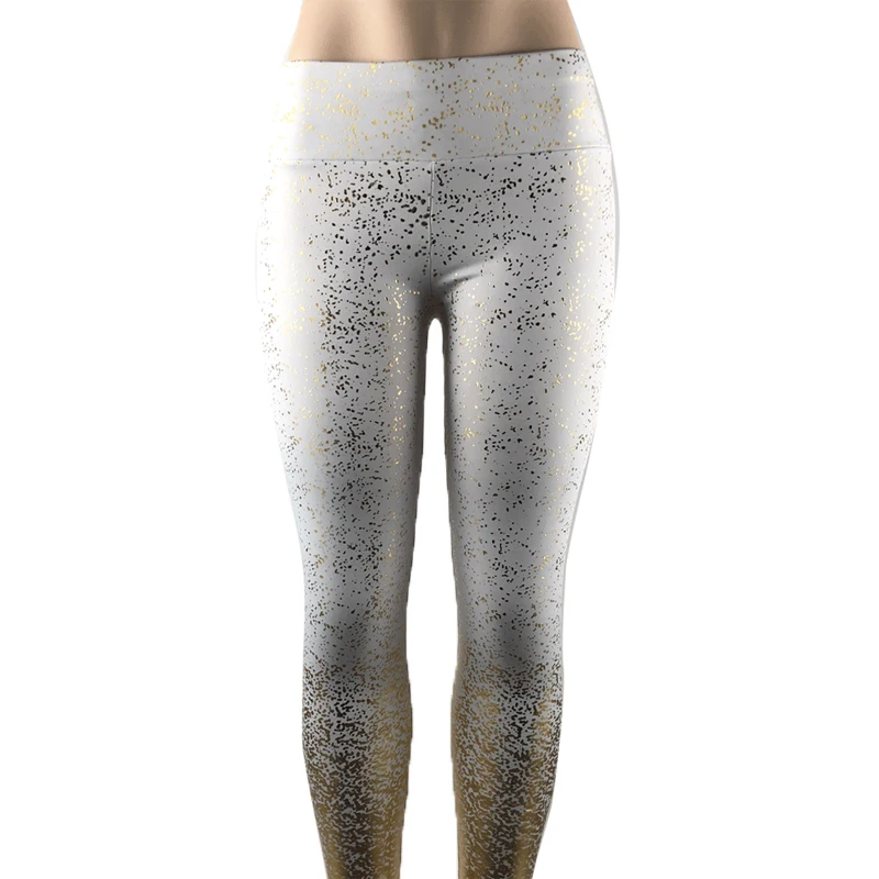 2019 Новый женский для фитнеса леггинсы с золотым принтом узкие штаны высокой