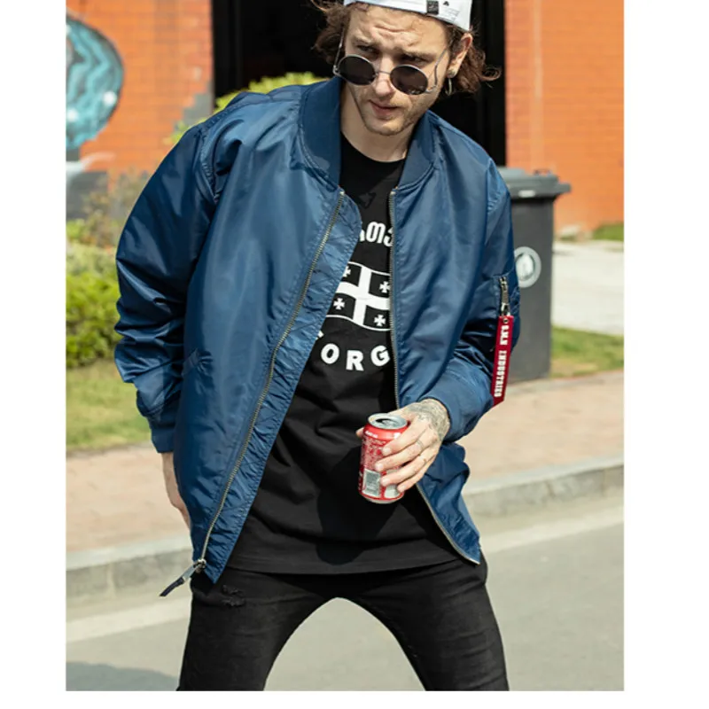 Мужская летная куртка SMN синяя пилот ВВС демисезонная тонкая однотонная