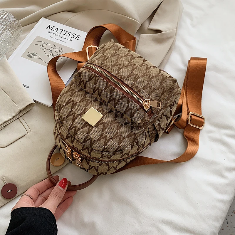 

Jacquard cloth Retro Letter Luxury Designer Small Backpack for Women 2021 Summer Trendy Girls Students Back Packs Bolsa Feminina