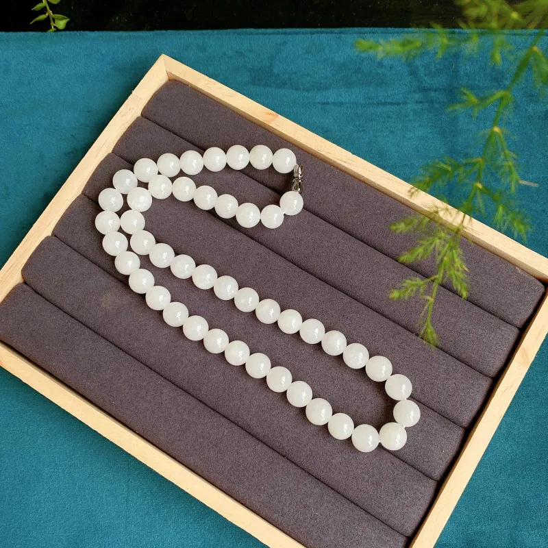 

Natural Hetian White Jade Bead Chokers Necklaces for Women Natural jade jewelry clavicle chain Fine jewelry