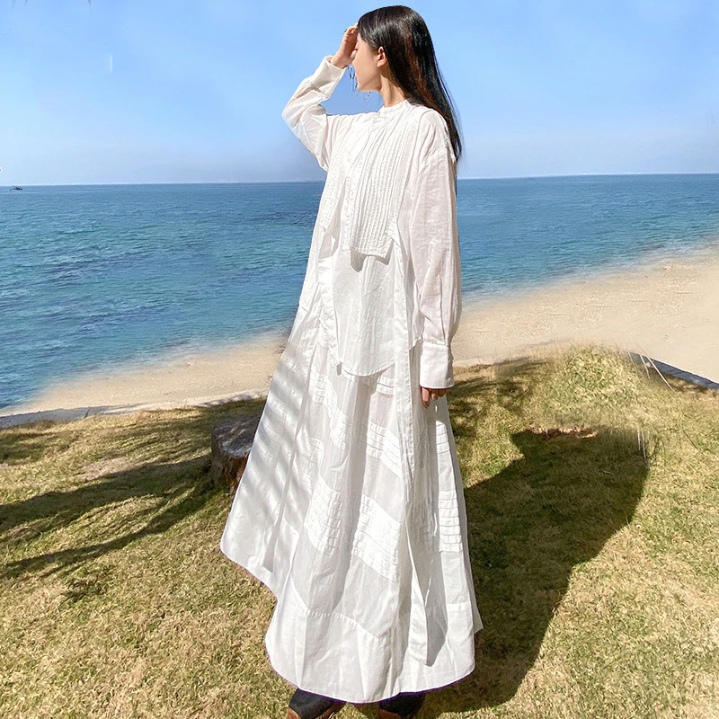 

Женское Хлопковое платье NINI WONDERLAND, плиссированное винтажное платье из двух частей в стиле пэчворк, свободные платья в национальном стиле дл...