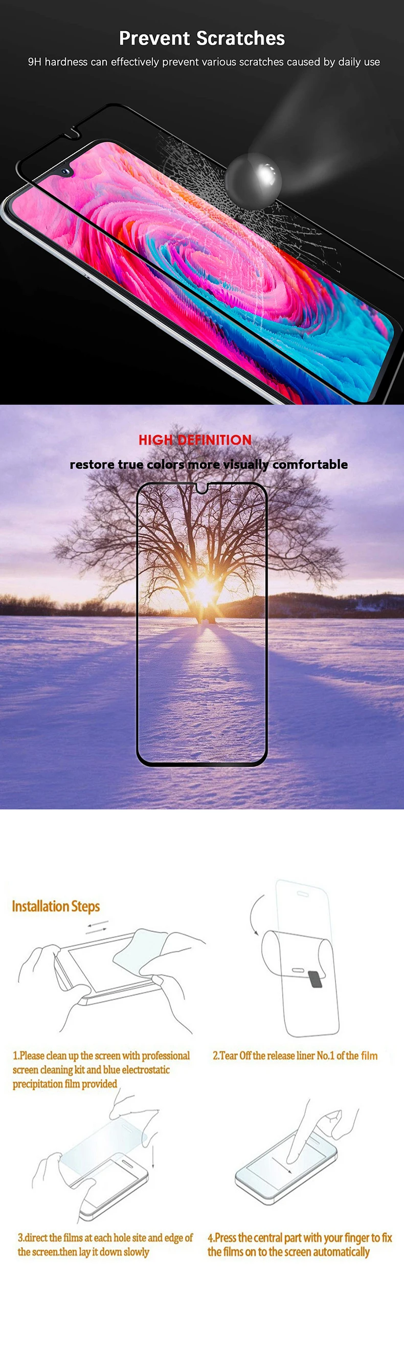 Закаленное стекло для защиты экрана для samsung galaxy A40 A50 A10 A20 A70 A30 защитное стекло полное покрытие galaxy A10 A40 A50 стекло