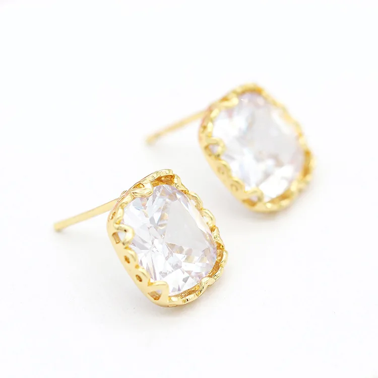 

2PCS 11.7*11.5MM 14k Real Gold Plated Earring Making Supplies Inlaid Zircon Earring Hook Findings Accessories Wholesale