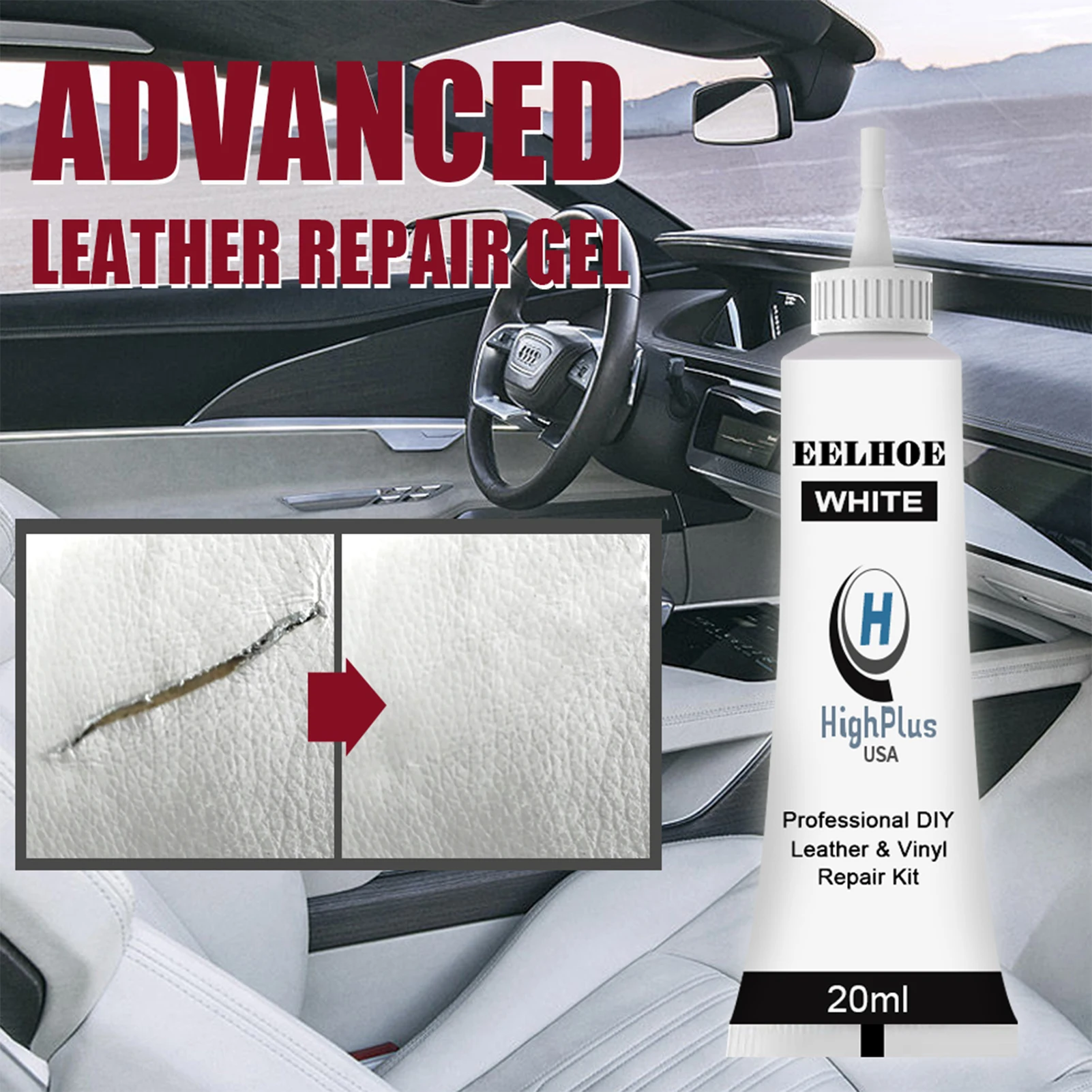 

2PCS Advanced Leather Repair Gel Car Seat Home Leather Complementary Color Repair Paste Leather Refinish Repair Cream
