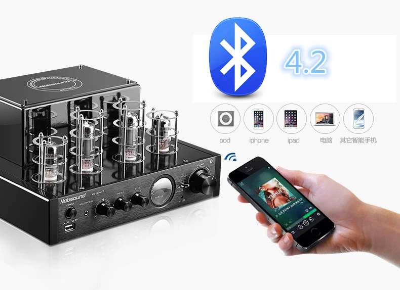 Новый черный Nobsound MS-10D MKII Hifi 2 0 ламповый усилитель USB/4 Bluetooth/волоконно-коаксиальный