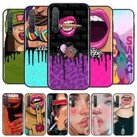 fashion girl art for oppo a74 a94 a93 a73 a53 a32 a31 a72 a12e a12 a11 a9 a5 2020 5g ax7 black soft tpu phone case