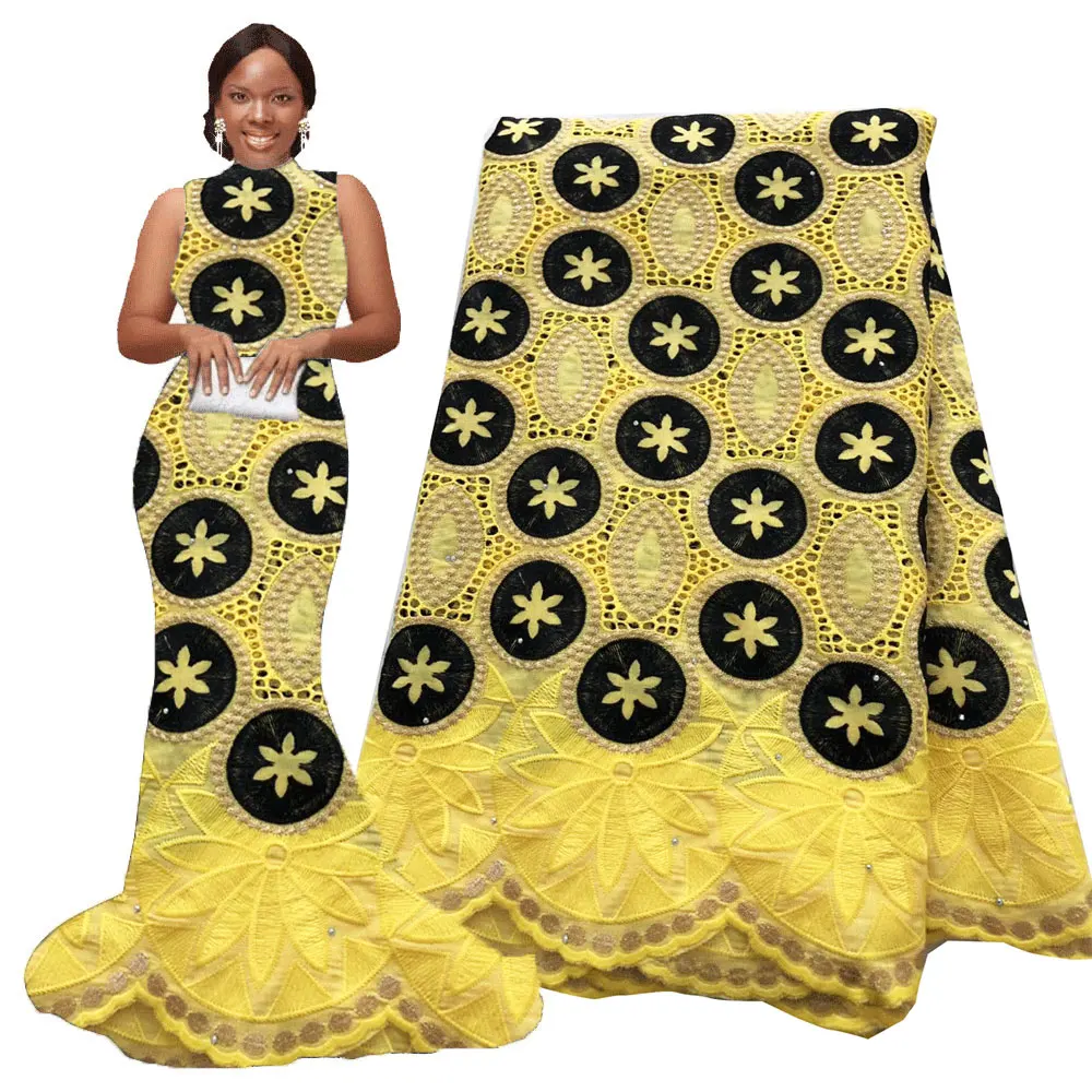 

African Swiss Voile Lace Fabric Nigeria Lace Fabric Embroidery Cutout Cotton African Bridal Fabric 5 Yards for Wedding Purple