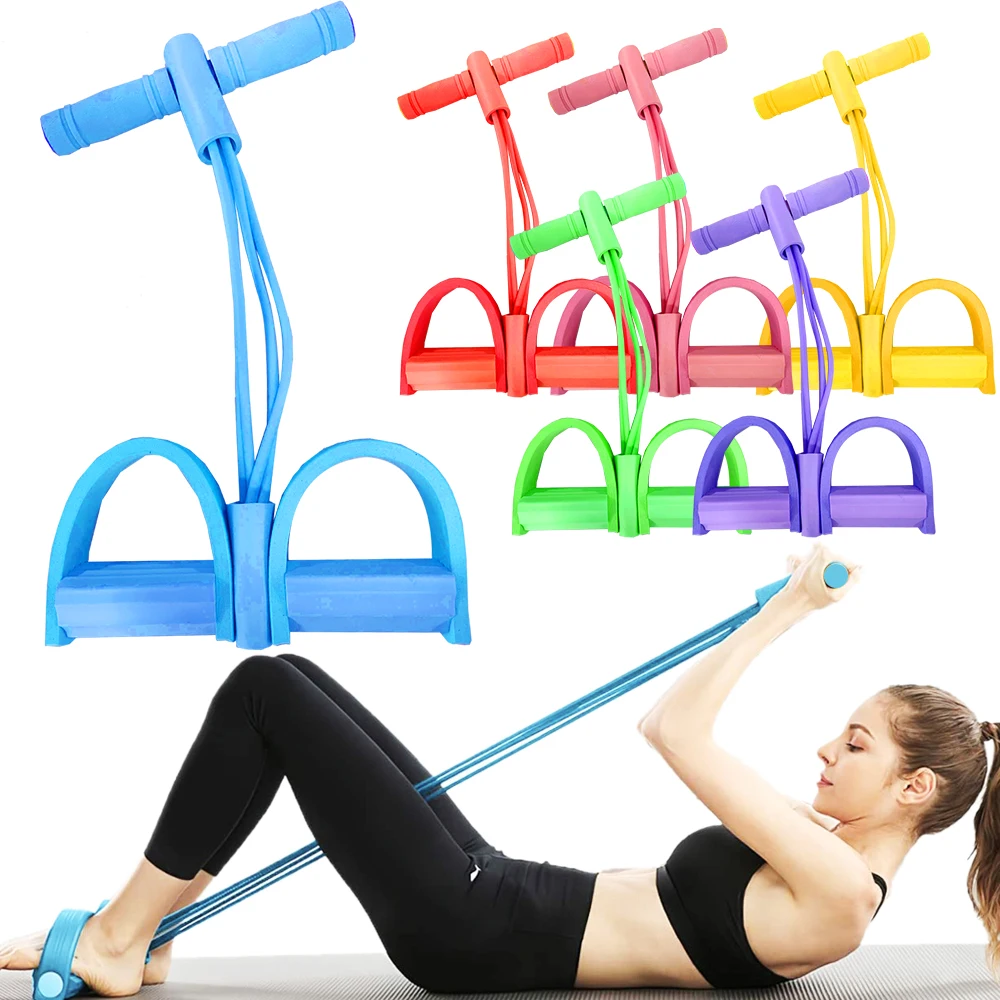 

Tension Rope 4 Tube Puller Elastic Sit Up Pull Rope Home Gym Sport Training Equipment Pedal Ankle Abdominal Exerciser Fitness