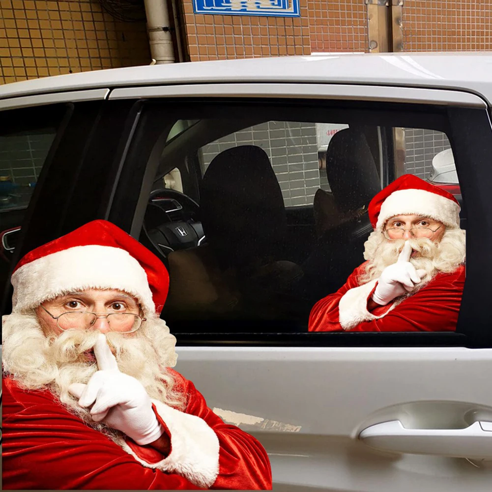 

2 PC Car Window Stickers Christmas Decoration Car Auto Vehicle Rear Window Santa Claus Funny Car Stickers Right/Left-Side Window