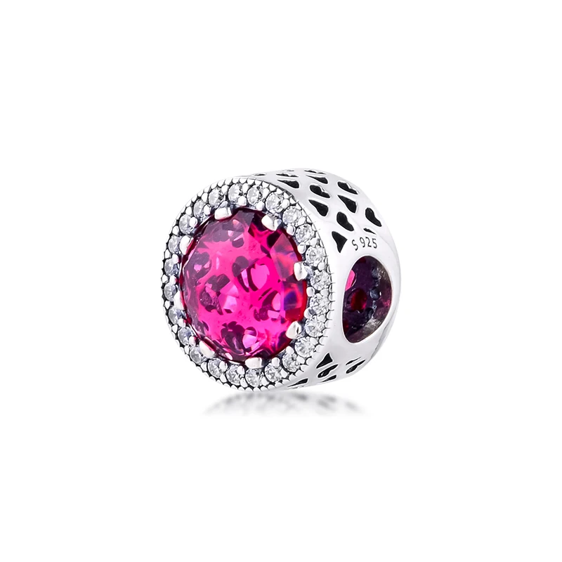 Сияющие Шарм в виде сердец из стерлингового серебра 925 пробы красные Кристальные