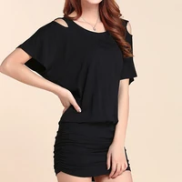 summer dresses women knitted sexy club party dress women clothes large size black dresses office ladies mini short sleeve dress