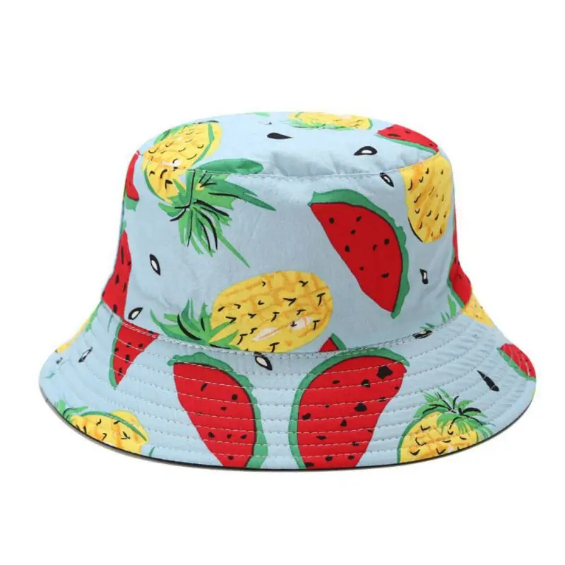 

Outdoor Sport Hiking Sunshade Hat Women Tropical Printed Fruit Pattern Fisherman Caps Female Summer Basin Cap Bucket Sun Hats k