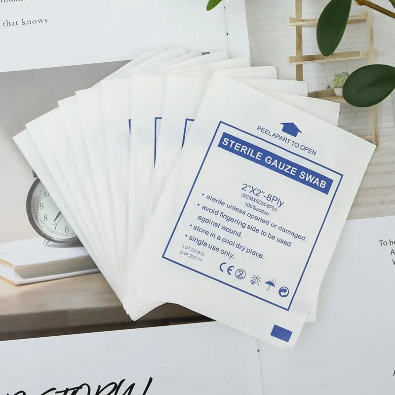 

New 10pcs/lot Gauze Pad 100% Cotton First Aid Waterproof Wound Dressing Sterile Gauze Pad Wound Care Supplies 3 sizes