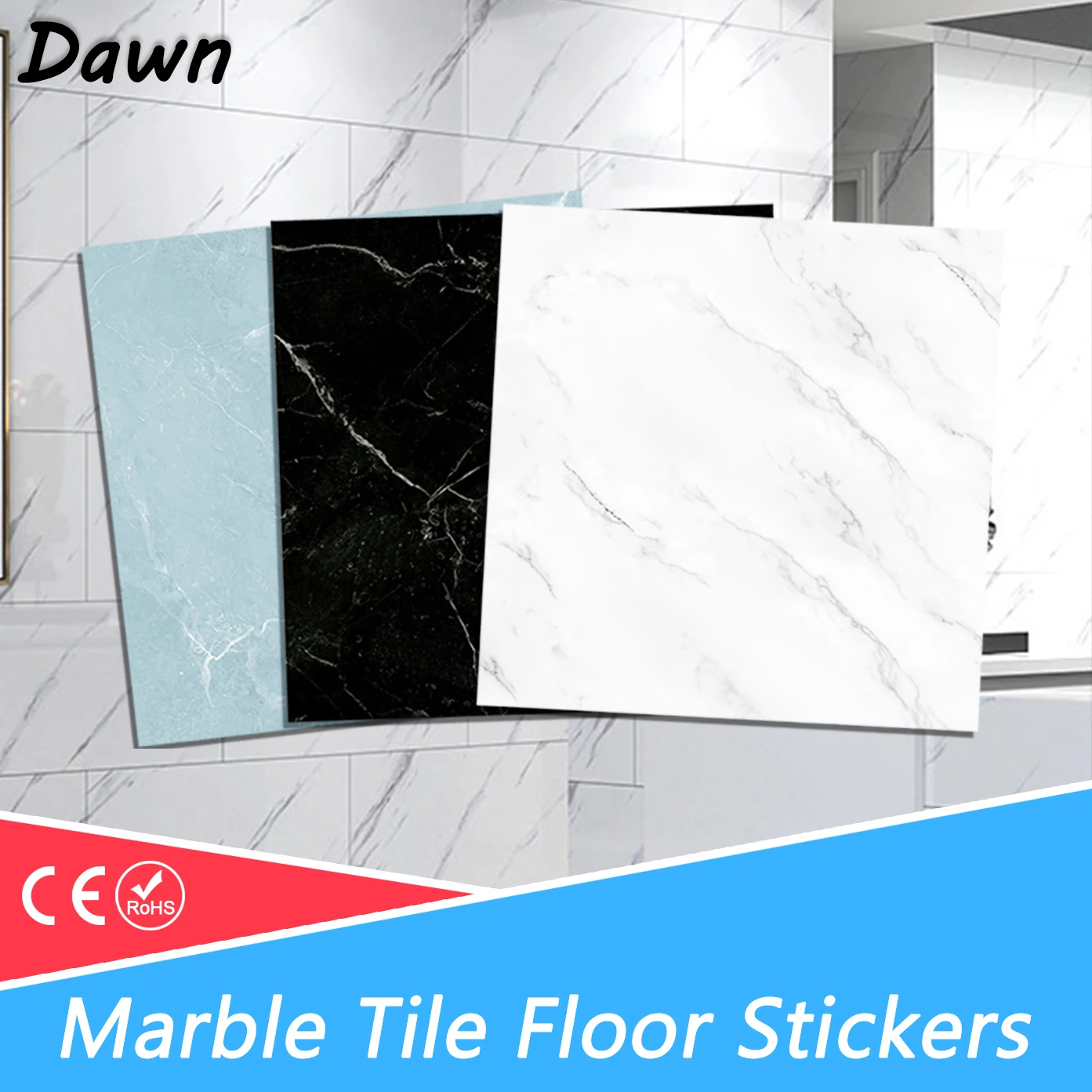 

Wall Sticker Self Adhesive waterproof PVC Tiles Floor Stickers Marble Bathroom living room Bedroom Ground Thick Wallpapers