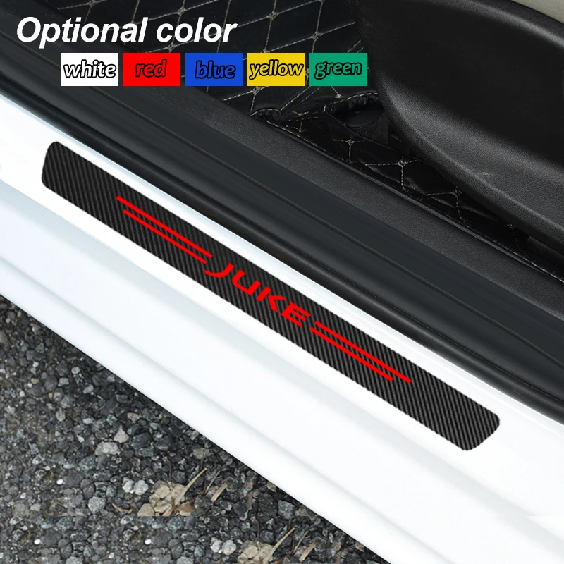 4pcs Car Styling Waterproof Carbon fiber Scuff Door Sill Sticker Protective For Nissan JUKE accessories | Автомобили и мотоциклы