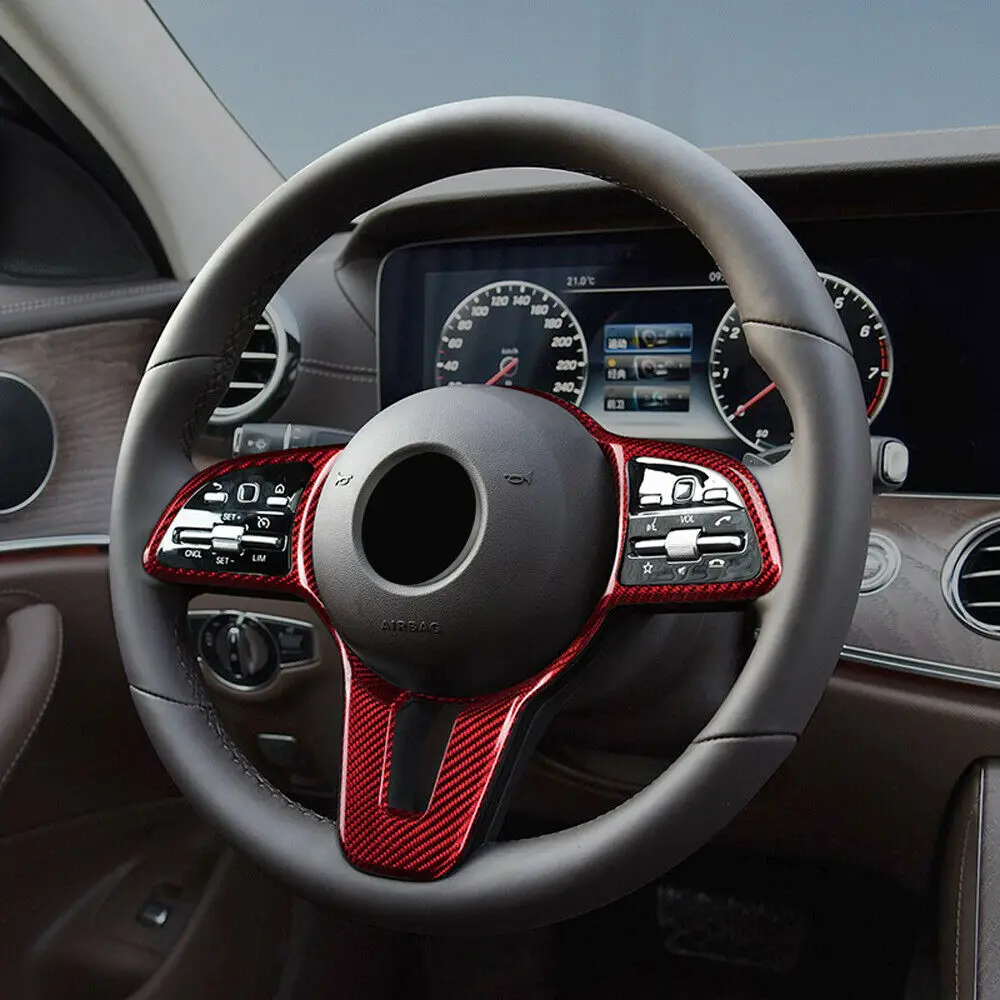 

Красная Внутренняя крышка рулевого колеса из настоящего углеродного волокна для Benz GLA H247 2020