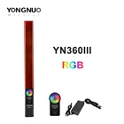 Светодиодный светильник Yongnuo YN360 III, ручной светильник для видеосъемки, 3200-5500K RGB, цветной светильник для льда, сенсорная регулировка с пультом дистанционного управления