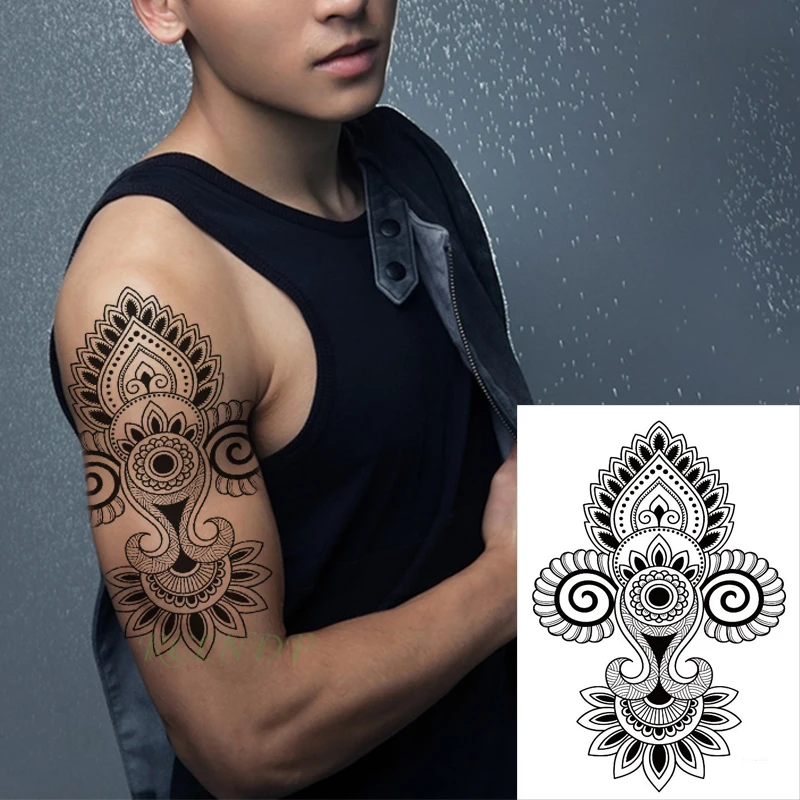 Waterproof Temporary Tattoo sticker totem datura flower petal geometric pattern big flash tatoo fake tatto for Girl Men Women | Красота и