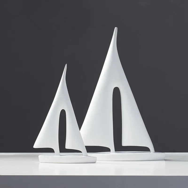

[MGT] 30cm Europe originality Abstract art Resin sailboat modern stylish home decor decoration craft ornaments sailboat statue