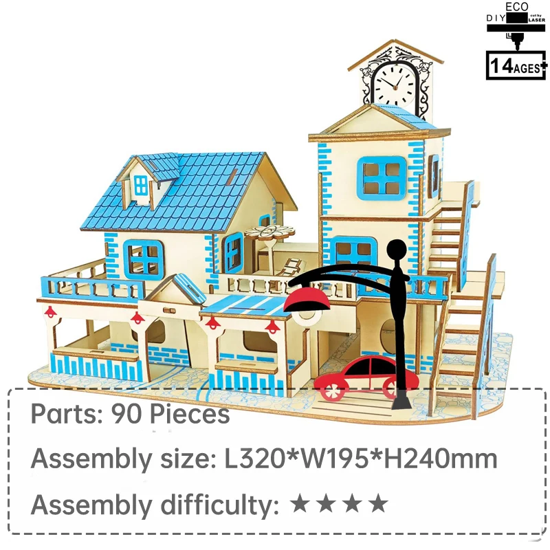 

Aegean Sea villa 3D wooden jigsaw puzzle Parent-child interactive toy wooden toys for kids puzzle 3d wooden toys DIY toys
