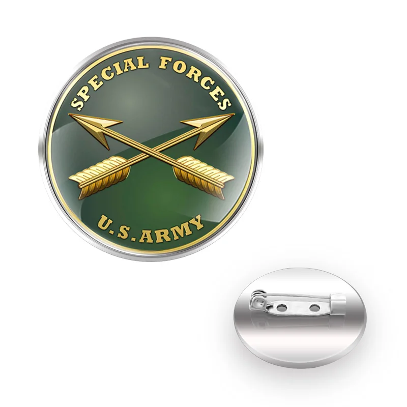 

Classic Military Special Forces US Army Brooch Badge Glass Cabochon Dome For Bag Clothes Decoration Pins