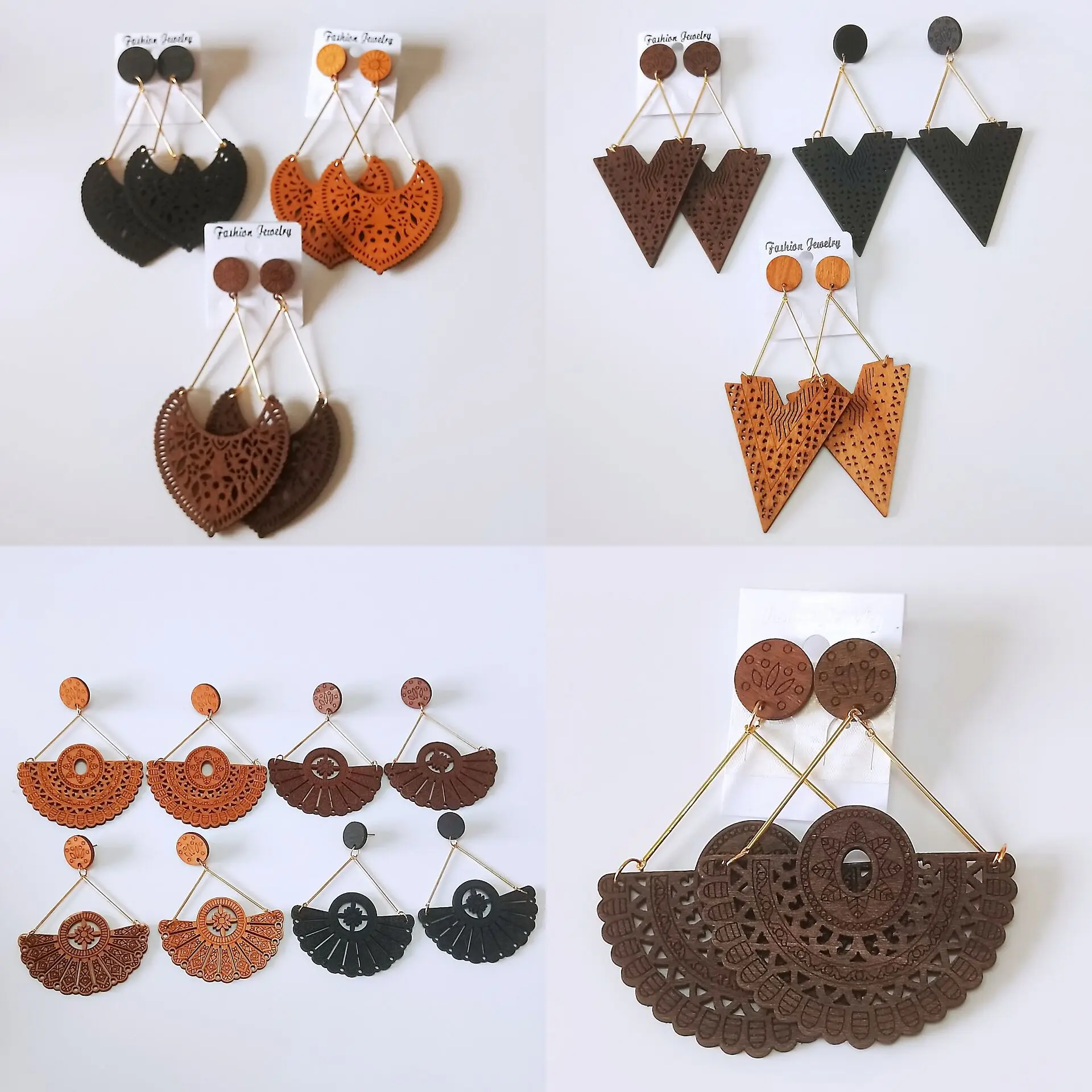 

Laser Cut Wooden Drop Earrings Africa For Women can mixed