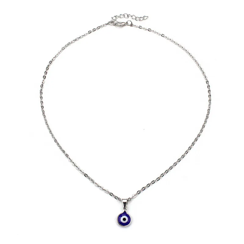 Vintage Silver Color Chain Pendant Necklace Charm Turkish Evil Eye Necklaces For Women Men Fashion Jewelry Lucky Gifts