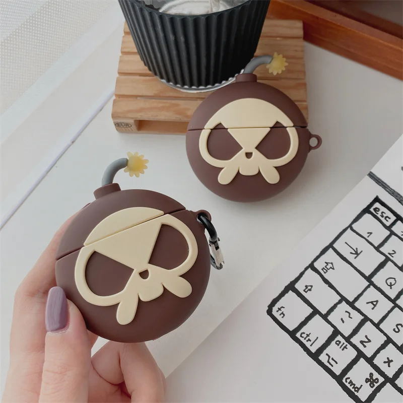 

3D-чехол с рисунком черепа бомбы для беспроводных планшетов Airpods 2 Pro, силиконовый защитный чехол для наушников Airpods Pro