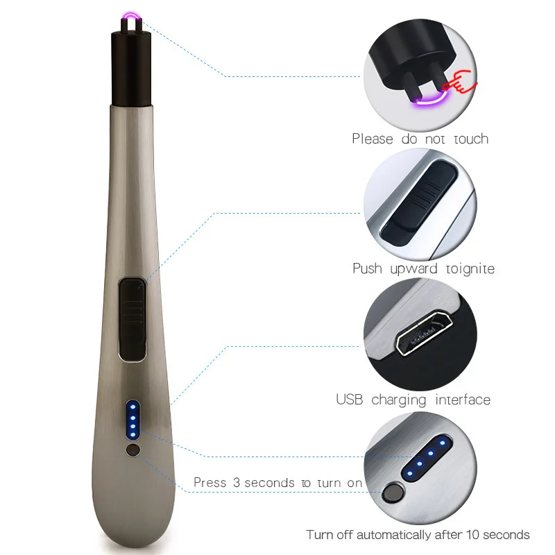 

BBQ Kitchen USB Electric Lighter Windproof Plasma Pulse Rechargeable Lighter Outdoor Camping Led Display Lighter Gas Stoves