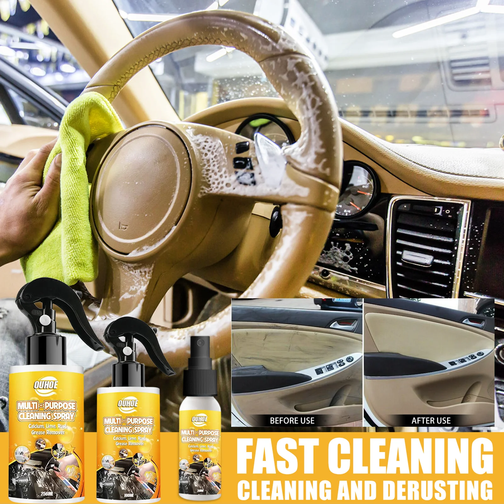 

30/100/256ml Multi-purpose Cleaning Mist Kitchen Car Rust Grease Remover Descaling Detergent Mild Decontamination