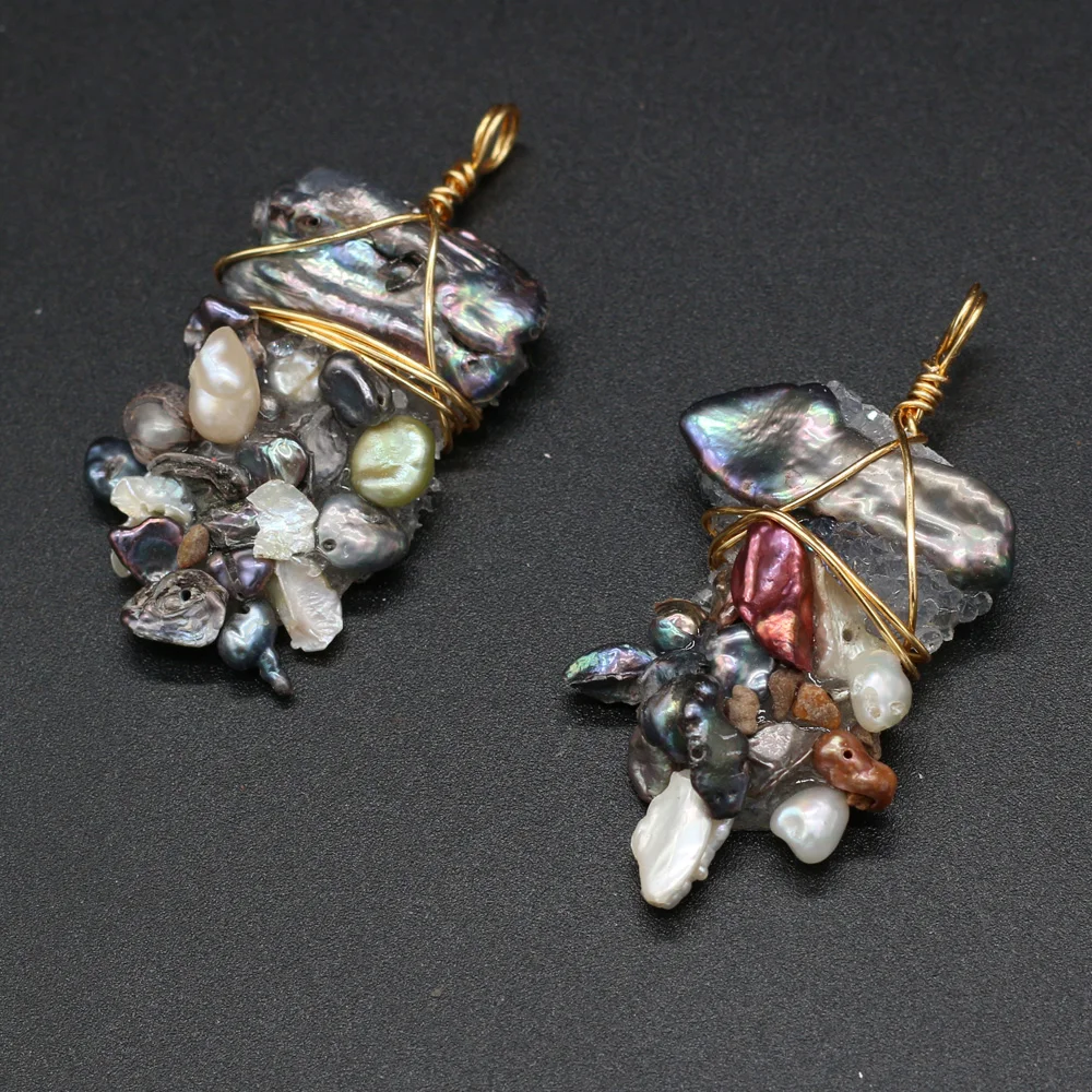 

Natural Freshwater Pearl Irregular Winding Gold Pearl Pendant Making DIY Exquisite Necklace Earrings Jewelry Gift Party 25x45mm