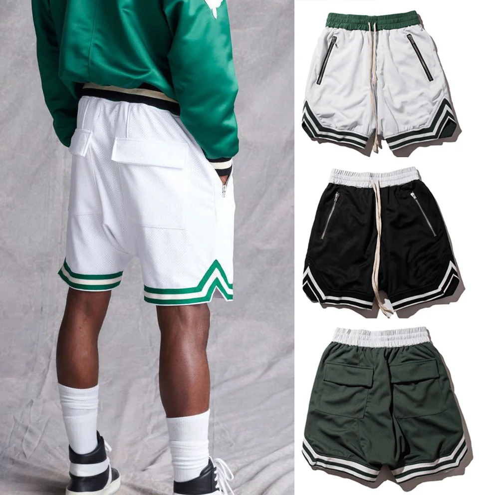 

Men Summer Shorts Lace-up Pants Sports Casual Basketball Run Wear Side Back Zipper Pocket Bottoms 2021 brand clothing Plus Size