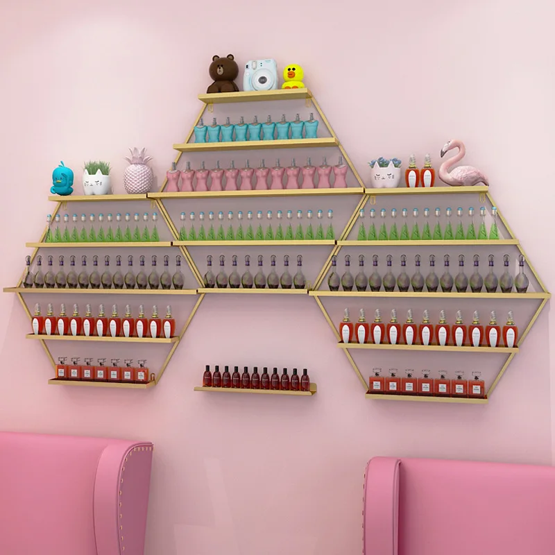 Скандинавский металлический маникюрный магазин настенные полки железный лак