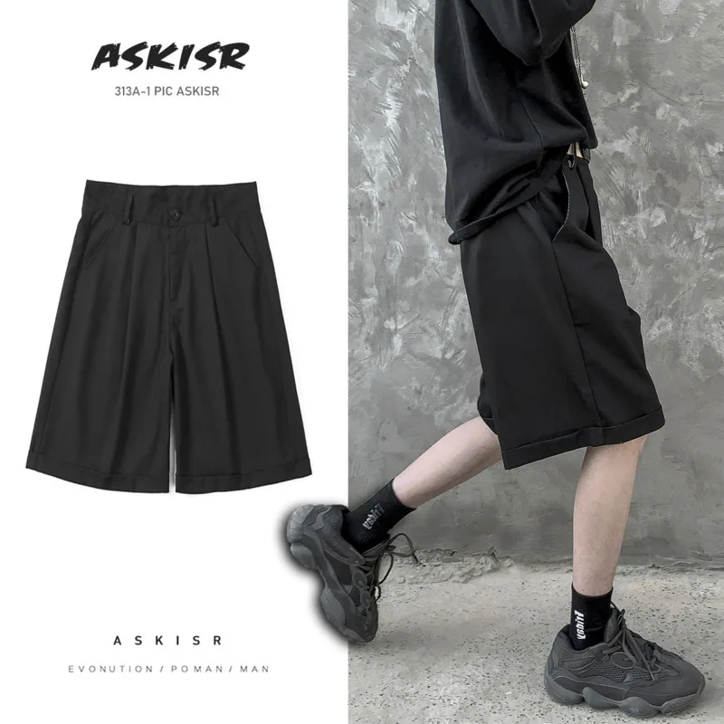 

Шорты мужские однотонные в Корейском стиле, модные деловые Повседневные Классические, универсальные свободные костюмные, модель лето