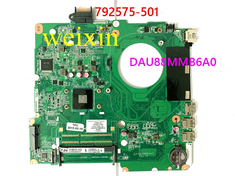 

100% подходит для HP Pavilion 15-F series 15-F023WM Материнская плата ноутбука 792575-501 DAU88MMB6A0 Rev:A N2920 материнская плата 100% протестирована