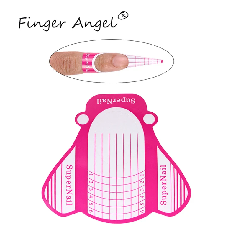 Finger Angel 50/100/500 шт. форма ногтей советы нейл-арта руководство Бумага кривой ногтей УФ-гель для ногтей Французский инструментов "сделай сам"