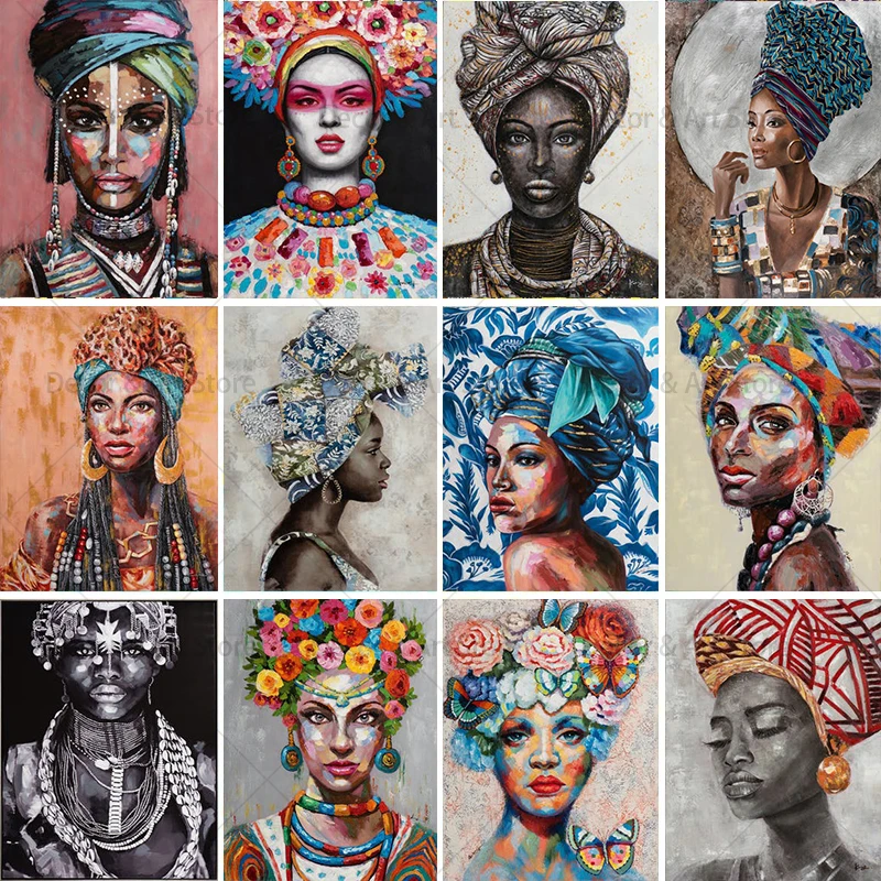 

FSBCGT Abstract African Woman Black Girl DIY Painting By Numbers Drawing On Canvas Oil Pictures By Numbers Home Wall Art Decor