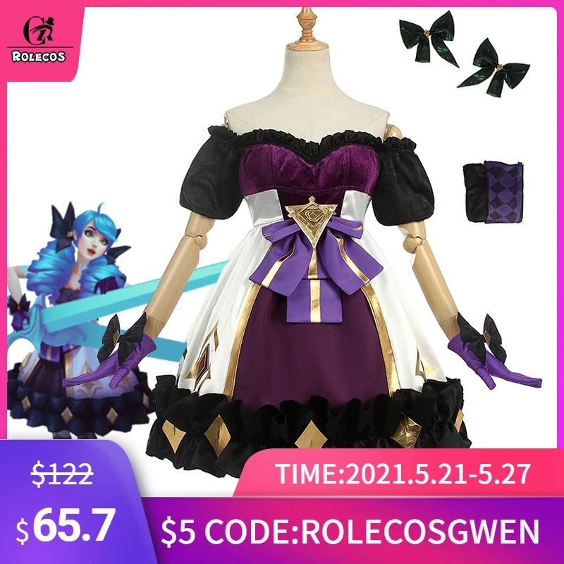 

ROLECOS LOL Gwen Cosplay Costume Game LOL Gwen Cosplay Lolita Dress Costume for Women Outfit Halloween Carnival Suit With Tights