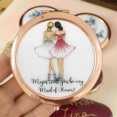 Custom logo- Type S Персонализировать Уникальный Пользовательский логотип Свадьба невесты для подружки невесты подарки портативный компактный зеркальный персонализированный подарок - Цвет: Custom logo- Type S