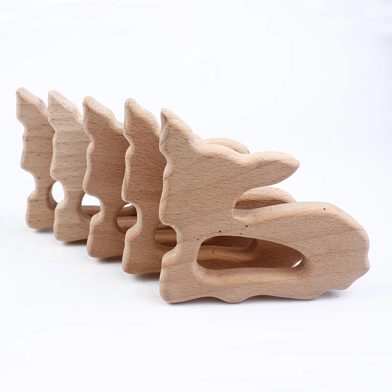 Прорезыватель для зубов детей 10 шт./лот из Букового дерева в форме животного