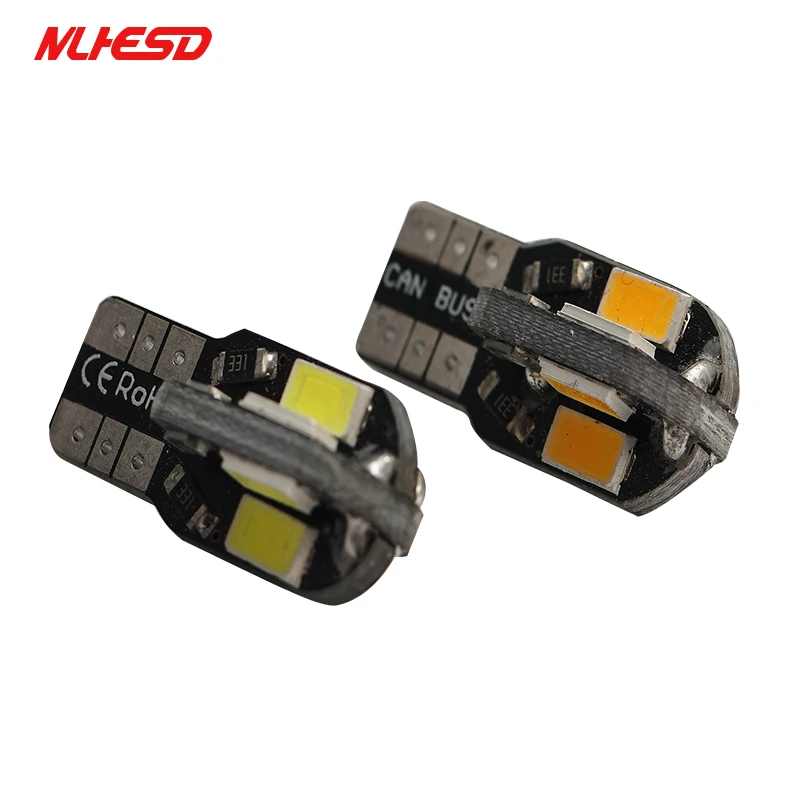 

Светодиодные лампы для салона автомобиля W5W T10 8smd, 10 шт., белые боковые лампы с клиновидным цоколем, дверсветильник фары, лампы для автомобиля...