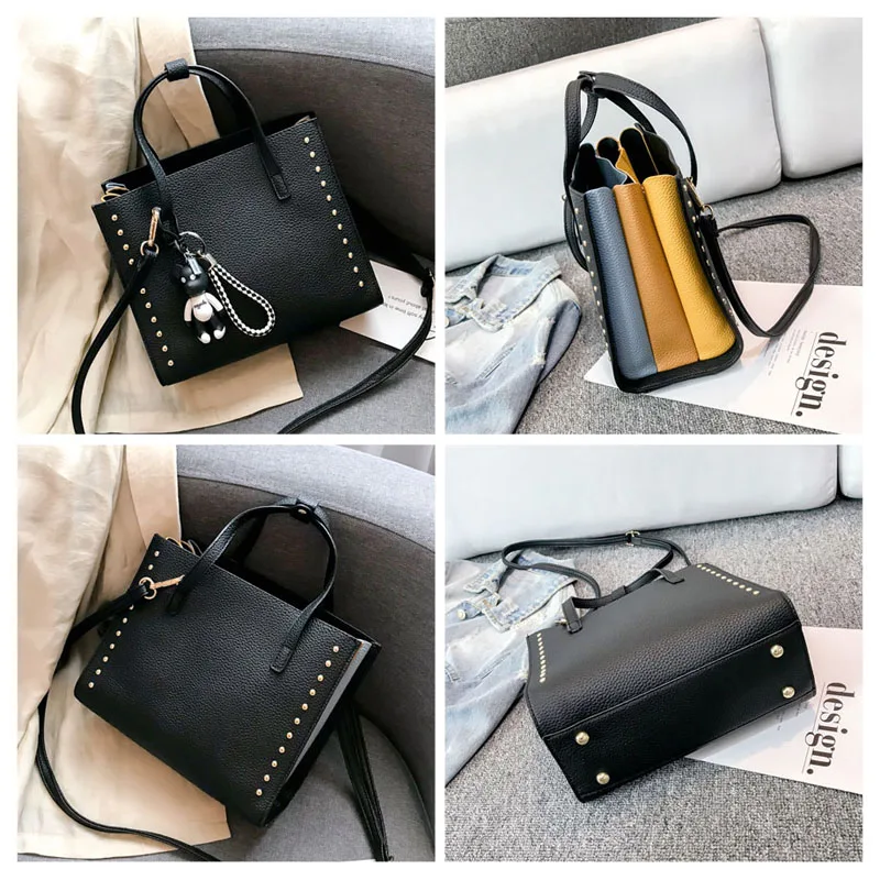 Женская сумка-мессенджер из искусственной кожи с заклепками на каждый день