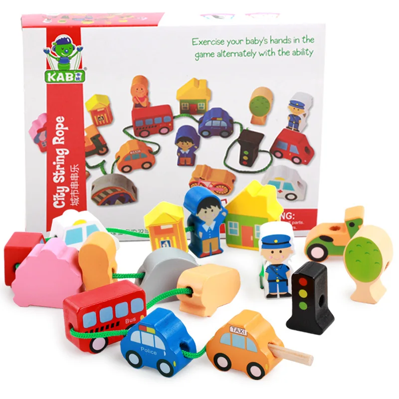 Детский деревянный 3D пазл Монтессори деревянные игрушки нить блоки Развивающие