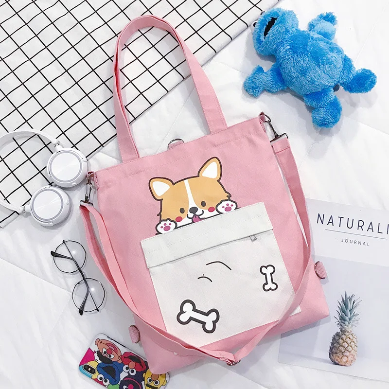 

Canvas Totes Purses and Handbags for Women 2021 Girl Female Shopper Casual New Fashion Cartoon Dog Tutorial Crossbody Bag Wallet