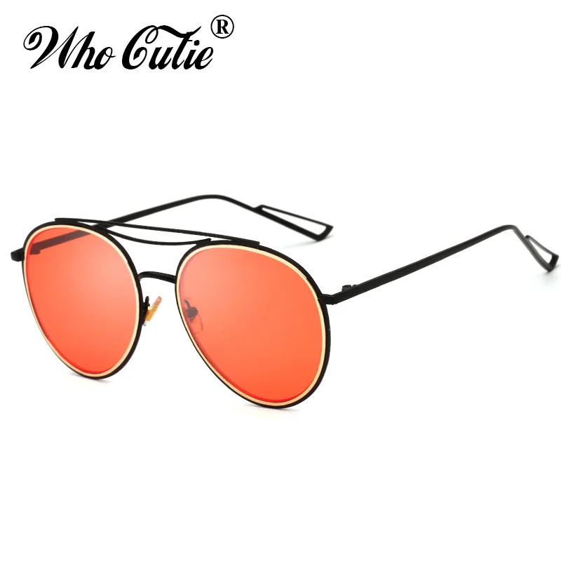 

WHO CUTIE Лето 2018 оранжевые солнцезащитные очки для мужчин и женщин фирменный дизайн винтажные красные крутые Круглые Солнцезащитные очки отте...